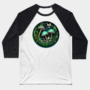 Cottagecore Shrooms in the Forest Baseball T-Shirt